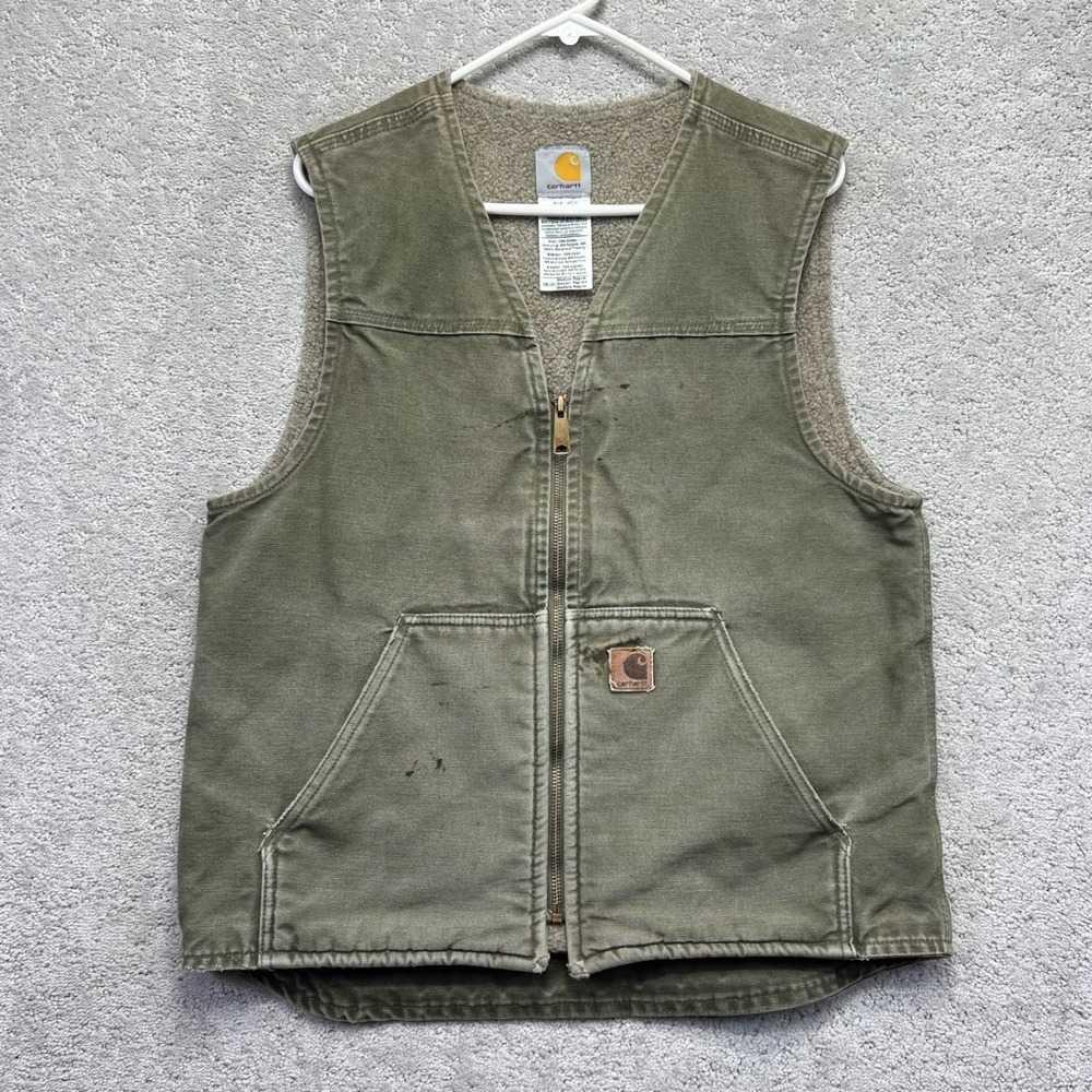 Carhartt Sandstone Vest Mens Medium Regular Moss Green Lined Utility Gorpcore